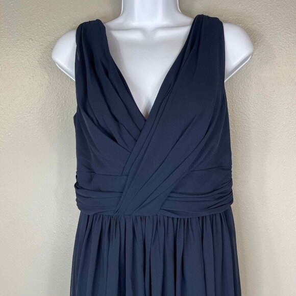 Dessy‎ Collection Gown Womens 8 Blue Sleeveless Draped Chiffon Maxi Bridesmaid - Picture 3 of 13